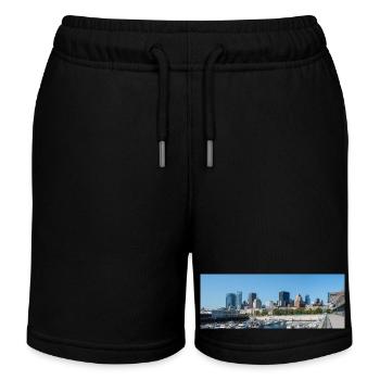 Panoramic view of Montreal Skyline from harbour - Kids Organic Sweat Shorts by Stanley/Stella - black - Front