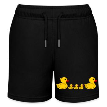 Duck Family 2 - Kids Organic Sweat Shorts by Stanley/Stella - black - Front