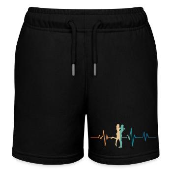 Retro Herzschlag Paar - Kinder Organic Joggingshorts Mini Bolter von Stanley/Stella - Schwarz - Vorne