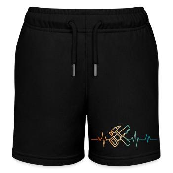 Retro Carpenter Heartbeat - Kids Organic Sweat Shorts by Stanley/Stella - black - Front