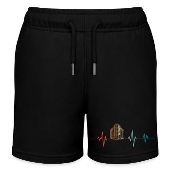 Battement de coeur rétro croquis bâtiment - Short de jogging enfant bio Stanley/Stella - noir - Devant