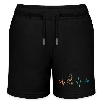 Retro Herzschlag Hebamme - Kinder Organic Joggingshorts Mini Bolter von Stanley/Stella - Schwarz - Vorne