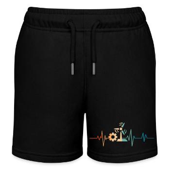 Heartbeat Retro Engineer Energy Renewed - Kids Organic Sweat Shorts by Stanley/Stella - black - Front