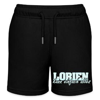 Motto Spruch Frau Vorname Lorien - Kinder Organic Joggingshorts Mini Bolter von Stanley/Stella - Schwarz - Vorne