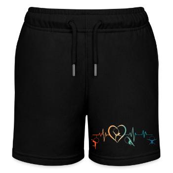 Retro Heartbeat Aerial Hoop - Gift - Kids Organic Sweat Shorts by Stanley/Stella - black - Front
