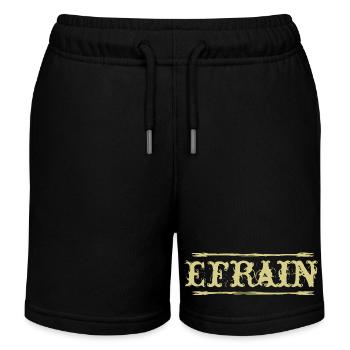 Efrain Golden Text Name Name Badge - Kids Organic Sweat Shorts by Stanley/Stella - black - Front