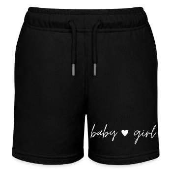 Lettrage Bébé Fille - Blanc Minimaliste - Short de jogging enfant bio Stanley/Stella - noir - Devant