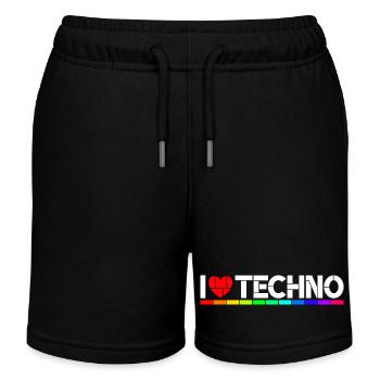 I love Techno - Kinder Organic Joggingshorts Mini Bolter von Stanley/Stella - Schwarz - Vorne