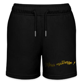 MERCI. MERCI MAÎTRESSE. CADEAU MAÎTRESSE. VACANCES - Short de jogging enfant bio Stanley/Stella - noir - Devant