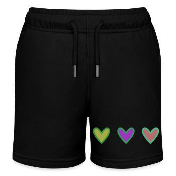 HEART. HEARTS. VALENTINE'S DAY. LOVE. LOVE. HEART - Kids Organic Sweat Shorts by Stanley/Stella - black - Front