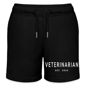 Veterinarian Est. 2023 Graduated Veterinarian - Kids Organic Sweat Shorts by Stanley/Stella - black - Front
