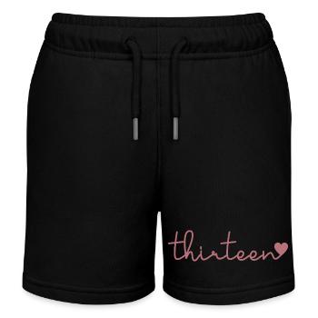 Cute 13th Birthday Gift 13 Years Old - Thirteen - Kids Organic Sweat Shorts by Stanley/Stella - black - Front
