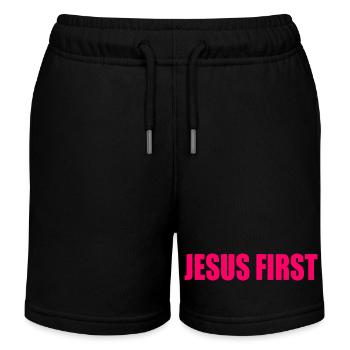 Jesus first - Kids Organic Sweat Shorts by Stanley/Stella - black - Front