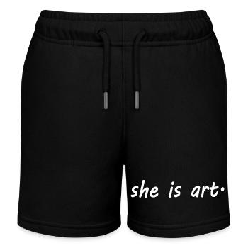 She is art - Kinder Organic Joggingshorts Mini Bolter von Stanley/Stella - Schwarz - Vorne