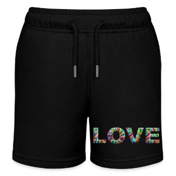 LOVE Zotteliges Fell Bunt - Kinder Organic Joggingshorts Mini Bolter von Stanley/Stella - Schwarz - Vorne