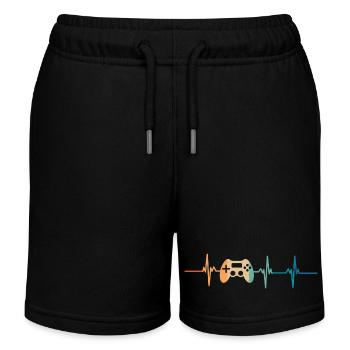 battement De cœur console de jeux - Short de jogging enfant bio Stanley/Stella - noir - Devant