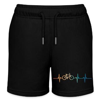 Heartbeat Bike - Kids Organic Sweat Shorts by Stanley/Stella - black - Front