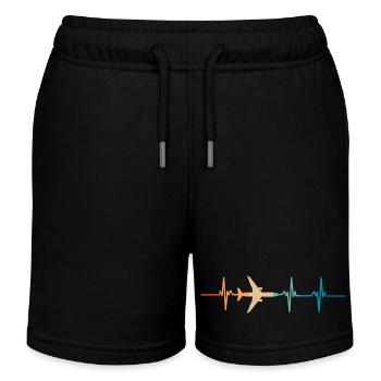 Herzschlag des Flugzeugs - Kinder Organic Joggingshorts Mini Bolter von Stanley/Stella - Schwarz - Vorne