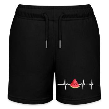 Watermelon heartbeat - Kids Organic Sweat Shorts by Stanley/Stella - black - Front