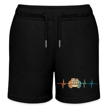 Heartbeat camping van - Kids Organic Sweat Shorts by Stanley/Stella - black - Front