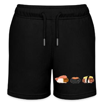 Meerschweinchen Sushi Roll Haustier japanisch - Kinder Organic Joggingshorts Mini Bolter von Stanley/Stella - Schwarz - Vorne