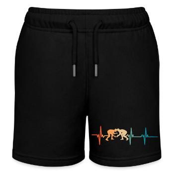 Heartbeat Wrestling - Kids Organic Sweat Shorts by Stanley/Stella - black - Front