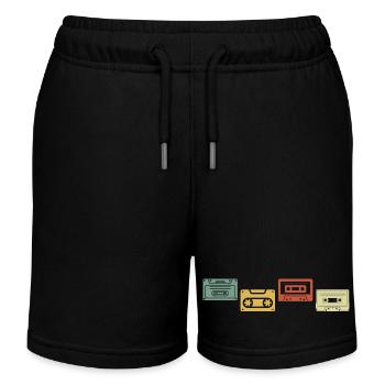 Vintage Retro Cassette - Kids Organic Sweat Shorts by Stanley/Stella - black - Front