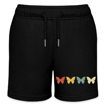 Vintage Retro Schmetterling - Kinder Organic Joggingshorts Mini Bolter von Stanley/Stella - Schwarz - Vorne