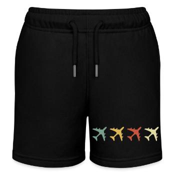 avion rétro vintage - Short de jogging enfant bio Stanley/Stella - noir - Devant