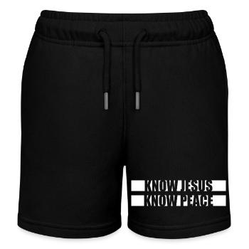 Know Jesus Know Peace No Hate Christian Bible Love - Kids Organic Sweat Shorts by Stanley/Stella - black - Front