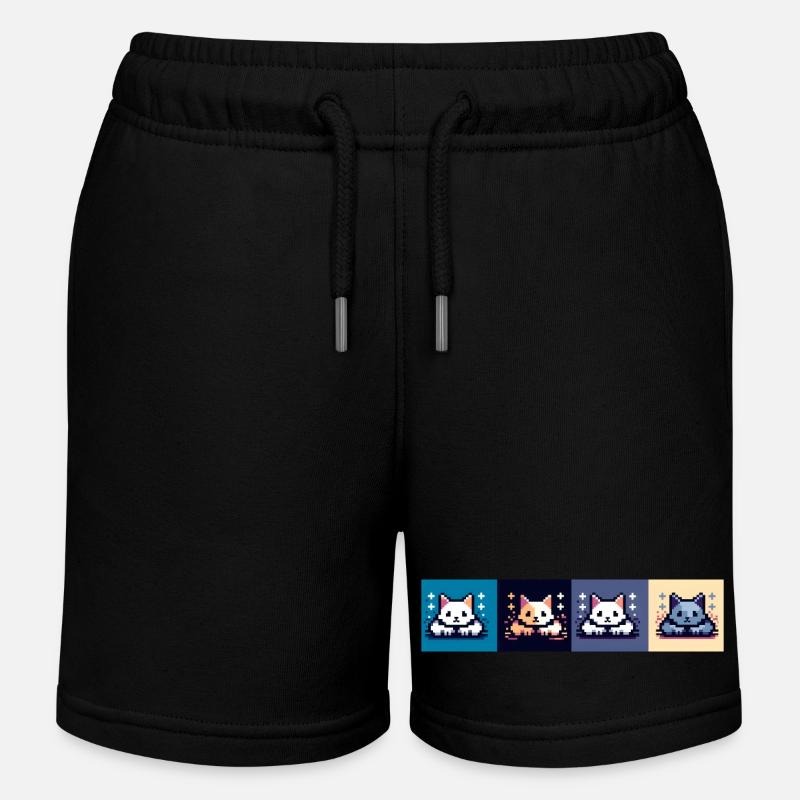 Cat attack - Kids Organic Sweat Shorts by Stanley/Stella - black