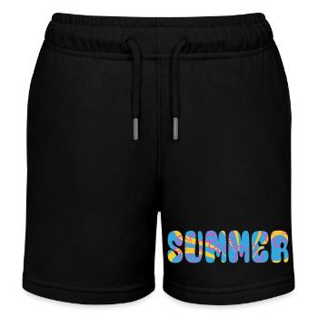 Summer - sun - holiday - good mood - Kids Organic Sweat Shorts by Stanley/Stella - black - Front
