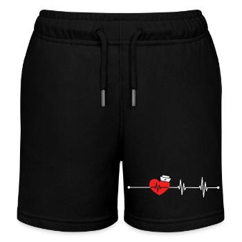 EKG Herzschlag Liebe Kardiogramm Hohles EKG Herz - Kinder Organic Joggingshorts Mini Bolter von Stanley/Stella - Schwarz - Vorne