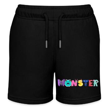 Monster Alphabet - Kids Organic Sweat Shorts by Stanley/Stella - black - Front