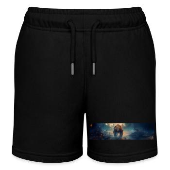 apocalypse world after mankind giant bear - Kids Organic Sweat Shorts by Stanley/Stella - black - Front