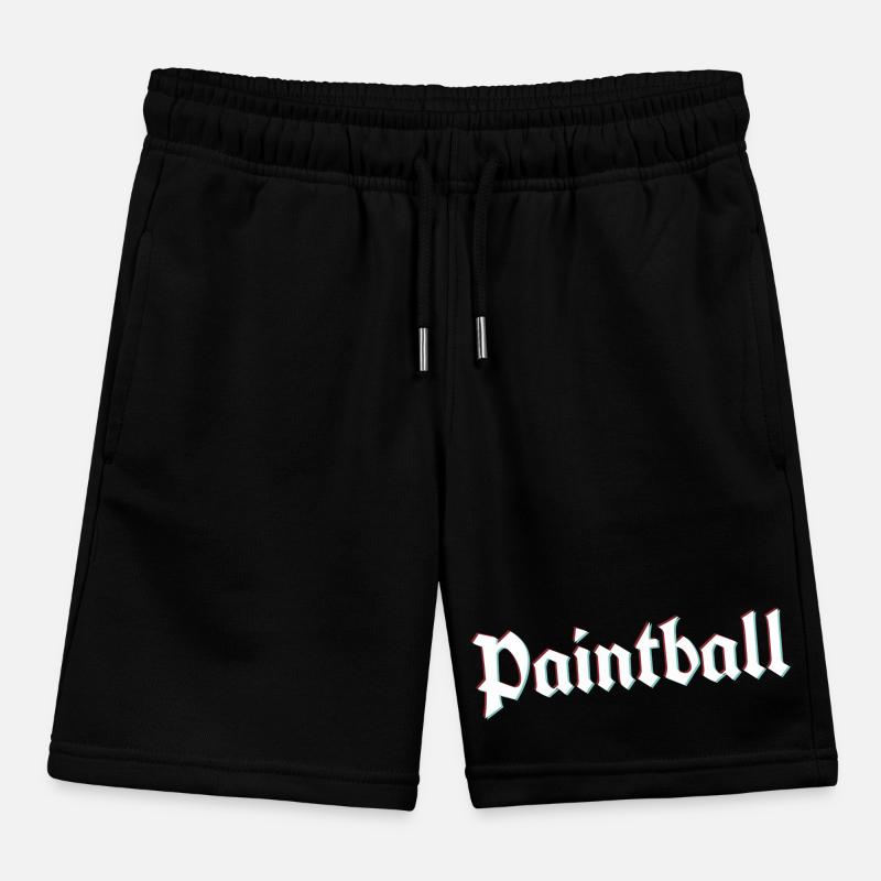 Rustic paintball logo with 3d distortion effect Kids Organic Sweat Shorts by Stanley/Stella