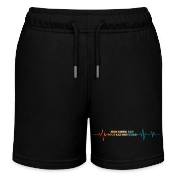 Heartbeat my heart beats for the engines - Kids Organic Sweat Shorts by Stanley/Stella - black - Front