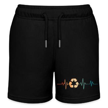 Retro-Herzschlag-Recycling - Kinder Organic Joggingshorts Mini Bolter von Stanley/Stella - Schwarz - Vorne