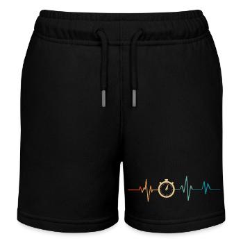 Heartbeat Retro Stoppuhr - Kinder Organic Joggingshorts Mini Bolter von Stanley/Stella - Schwarz - Vorne