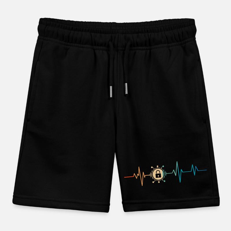 Retro Heartbeat Cyber Security Kids Organic Sweat Shorts by Stanley/Stella