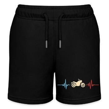 Motorrad Herzschlag Biker EKG Herzfrequenz - Kinder Organic Joggingshorts Mini Bolter von Stanley/Stella - Schwarz - Vorne