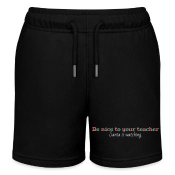 Be nice to your teacher Santa is watching, funny - Kids Organic Sweat Shorts by Stanley/Stella - black - Front