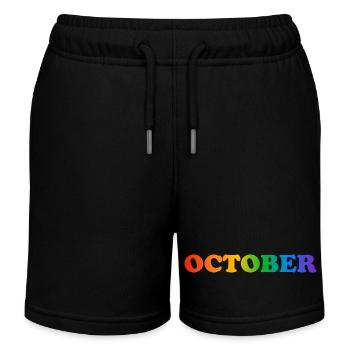 October rainbow text - Kids Organic Sweat Shorts by Stanley/Stella - black - Front