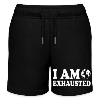 I am exhausted - Kids Organic Sweat Shorts by Stanley/Stella - black - Front