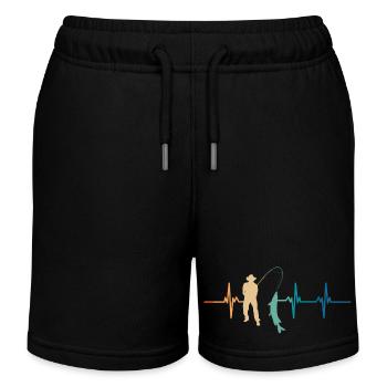 Fisherman's Heartbeat - Kids Organic Sweat Shorts by Stanley/Stella - black - Front
