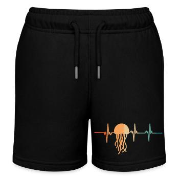 Battement de cœur méduse - Short de jogging enfant bio Stanley/Stella - noir - Devant