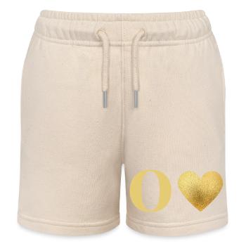 Letter o golden heart - Kids Organic Sweat Shorts by Stanley/Stella - soft Ecru - Front