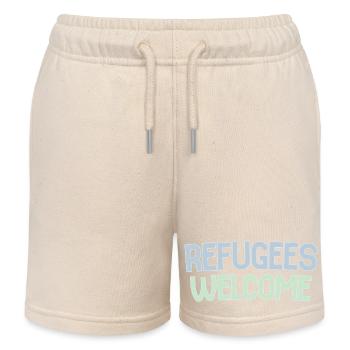 Flüchtlinge willkommen retro - Kinder Organic Joggingshorts Mini Bolter von Stanley/Stella - Natur - Vorne