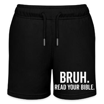 Bruh Lis ta Bible - Short de jogging enfant bio Stanley/Stella - noir - Devant