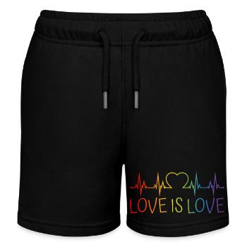 LGBT Heartbeat ECG Heart Rainbow Love is Love - Short de jogging enfant bio Stanley/Stella - noir - Devant